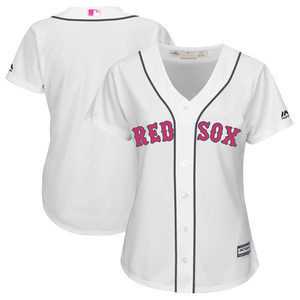 Women 2017 MLB Boston Red Sox White Mothers Day Jerseys->women mlb jersey->Women Jersey